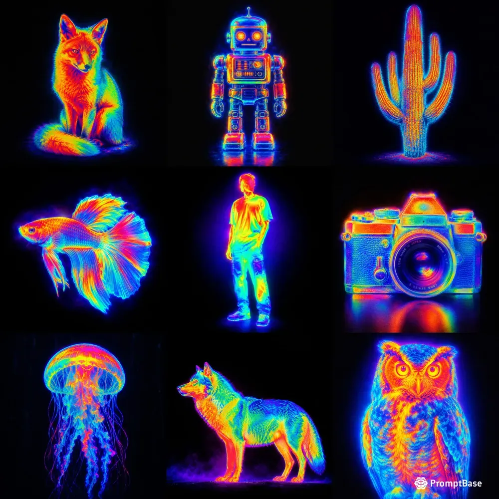 Neon Thermal Hologram Portraits