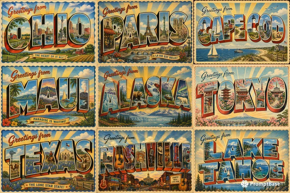 Retro Greetings From Postcards