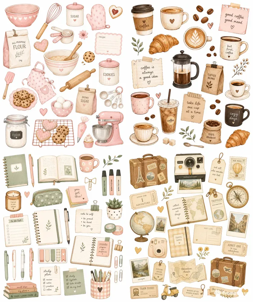 Aesthetic Digital Planner Sticker Sheets