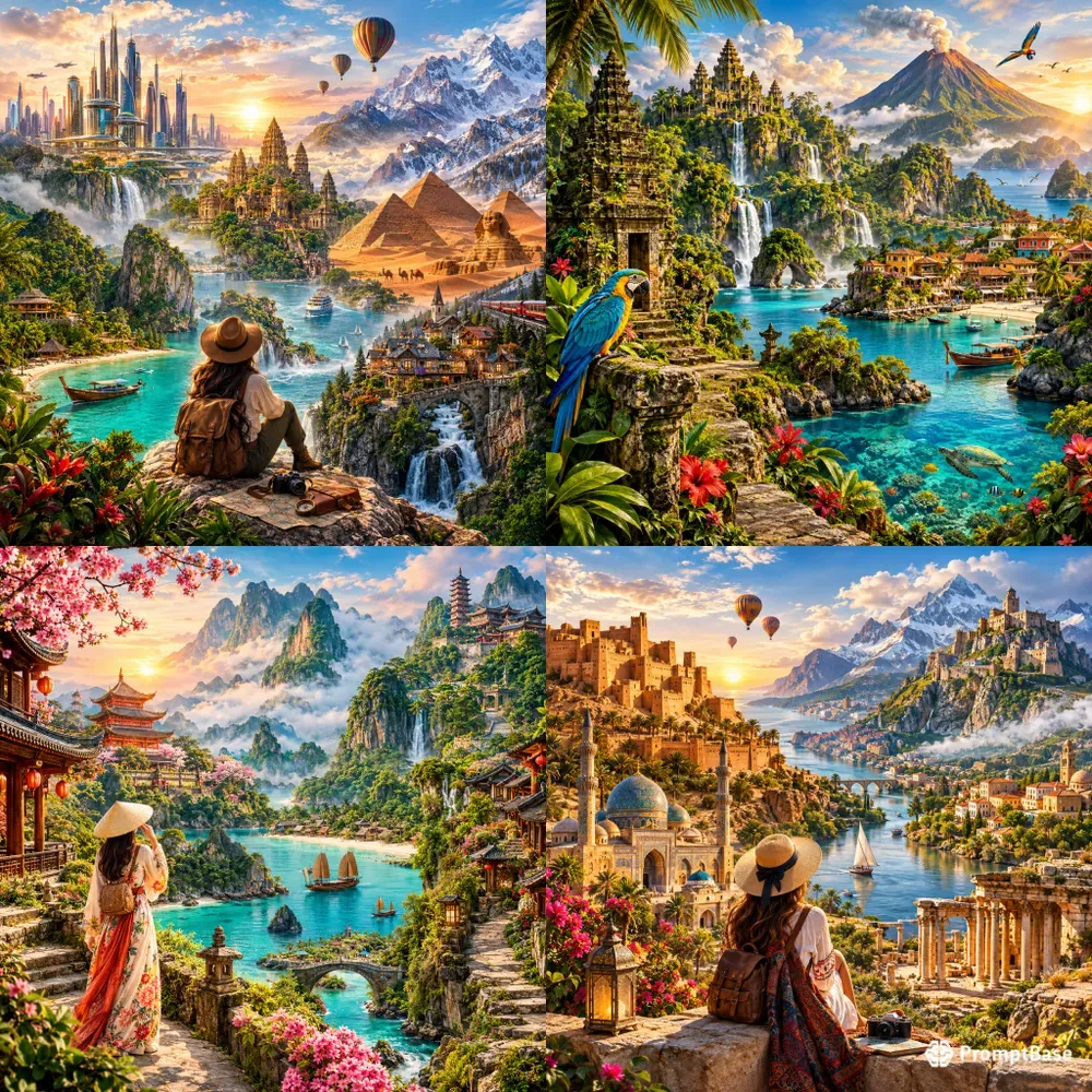 Wanderlust World Travel Collages