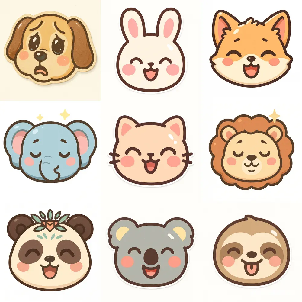 Cute Animal Emoji Sticker Designs