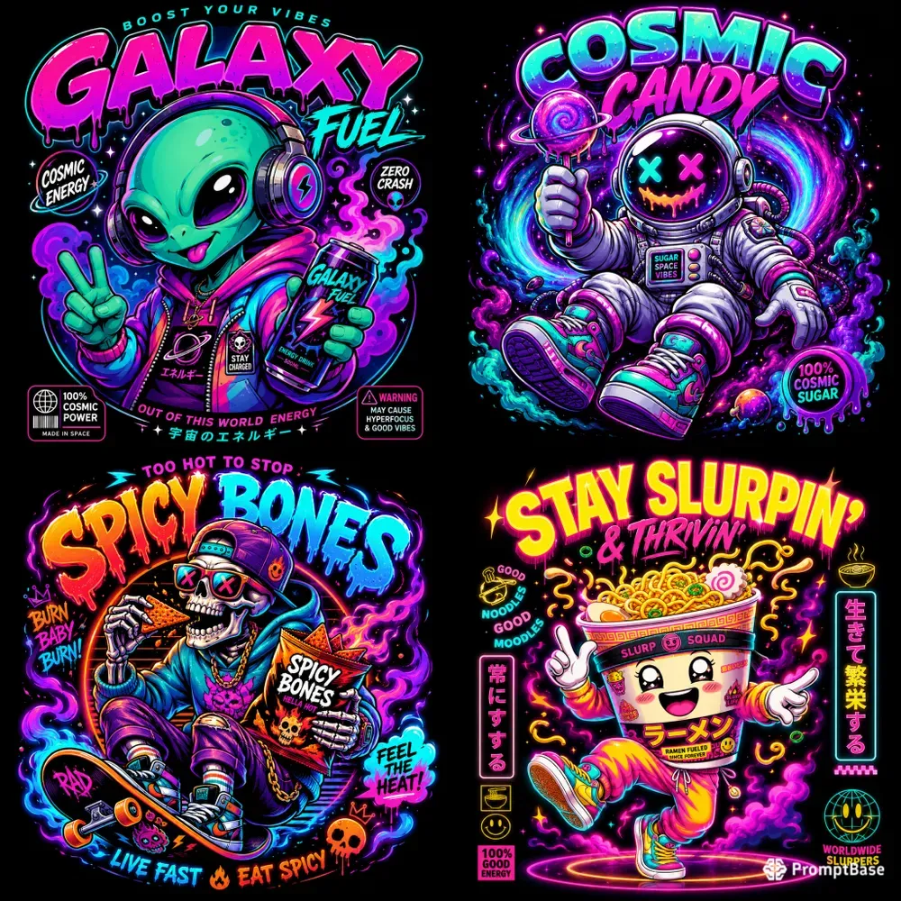 Neon Mascot Streetwear Posters
