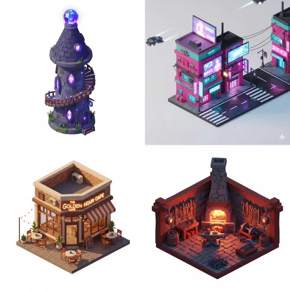 Isometric 3D Building Environment Art