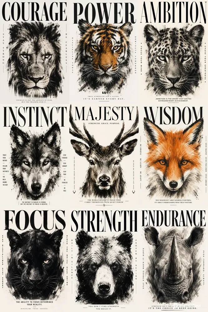 Expressive Animal Art Poster Collections