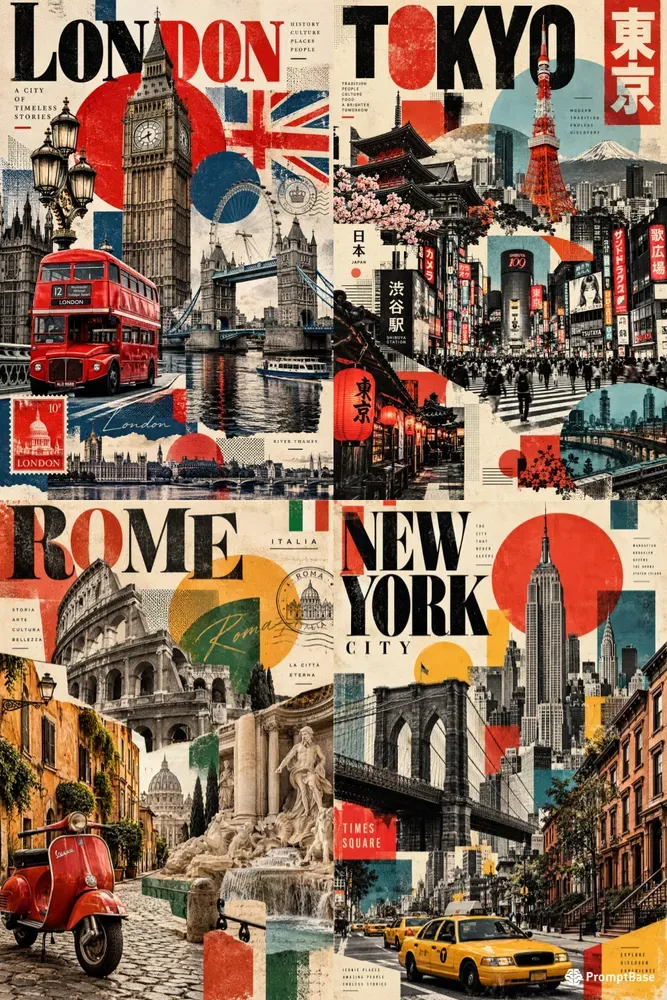 Retro Bauhaus Collage City Travels