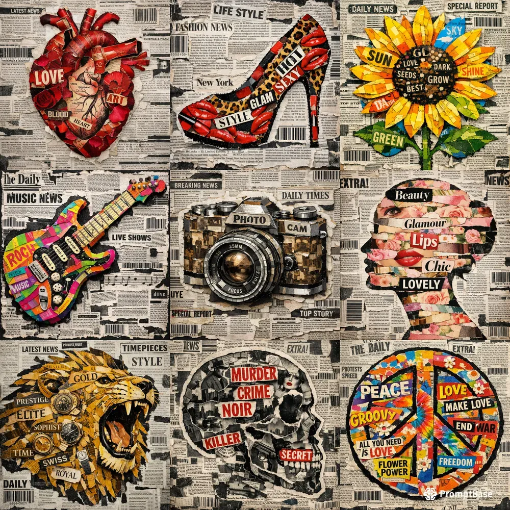 Magazine Strip Collage Art