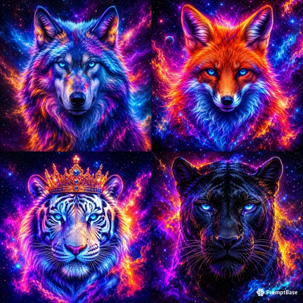 Psychedelic Neon Animal Portraits