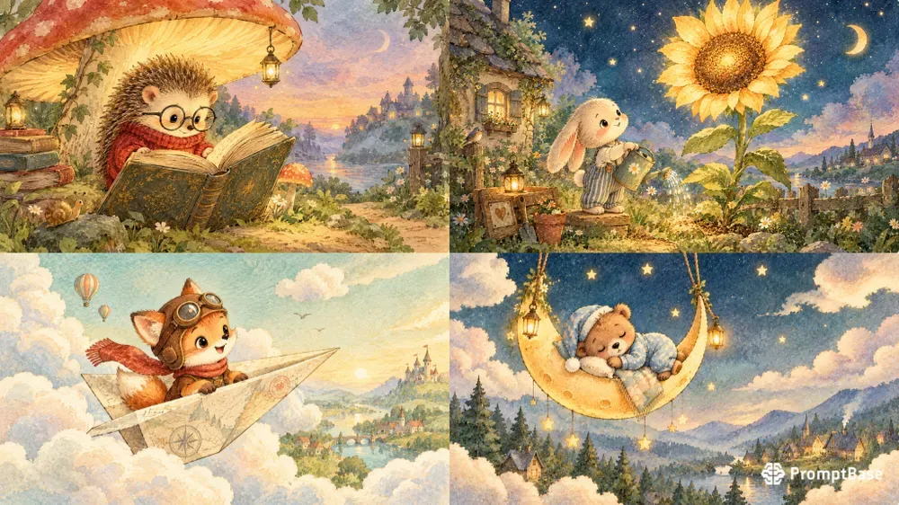 Whimsical Watercolor Storybook Characters
