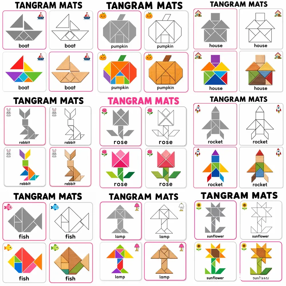 Tangram Mats Worksheets For Kids