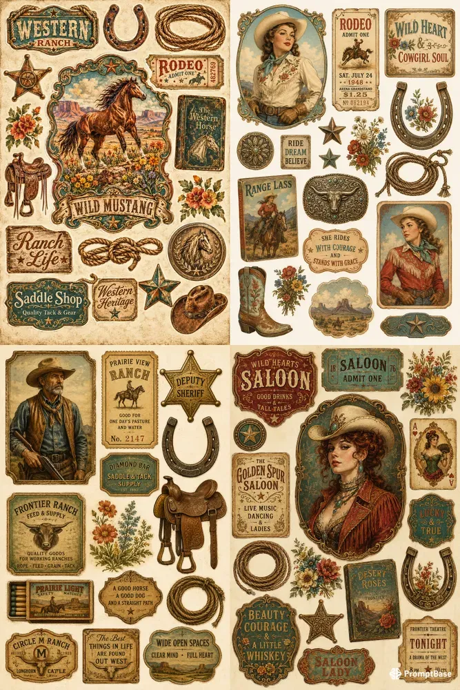 Wild West Vintage Ephemera Kits