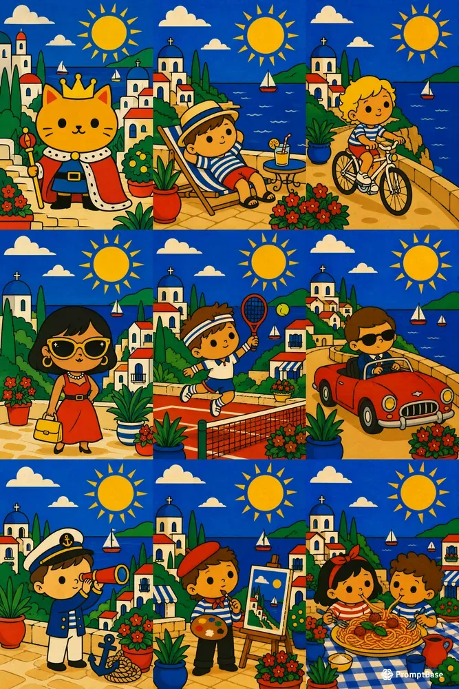 Retro Mediterranean Flat Pop Art