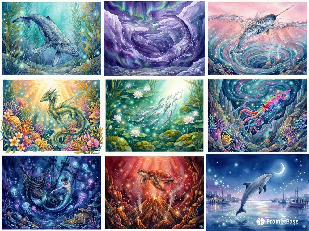 Watercolor Ocean Fantasy Art