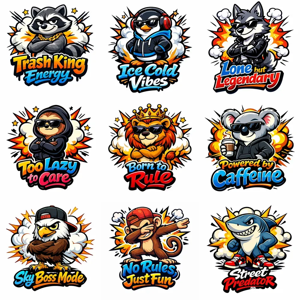 Explosive Attitude Animal Stickers Packs