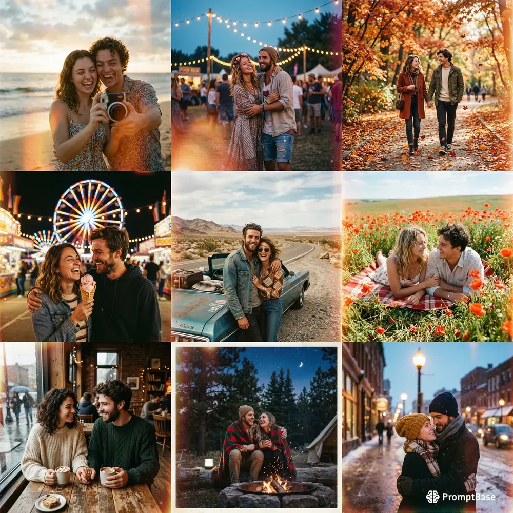 Retro Polaroid Couple Moments