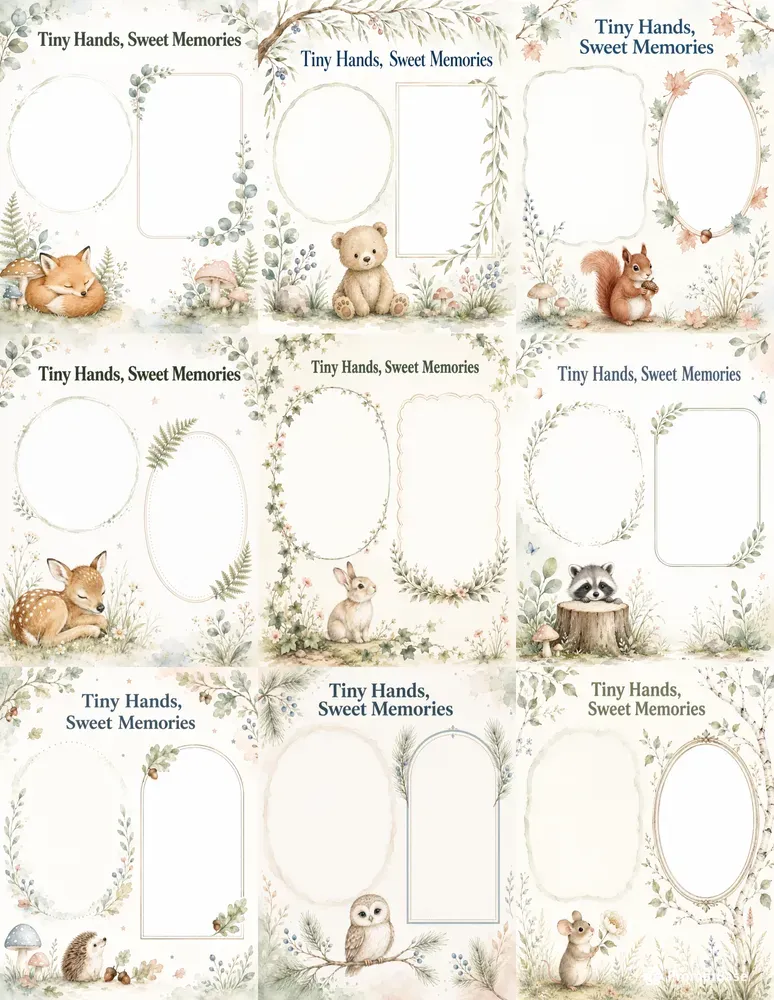 Woodland Handprint Baby Photo Keepsakes