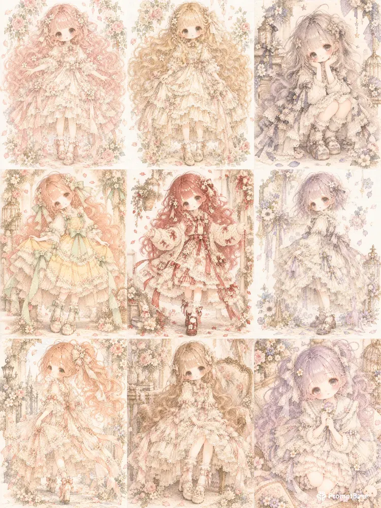 Fairy Tale Doll Watercolor Girls Kawaii