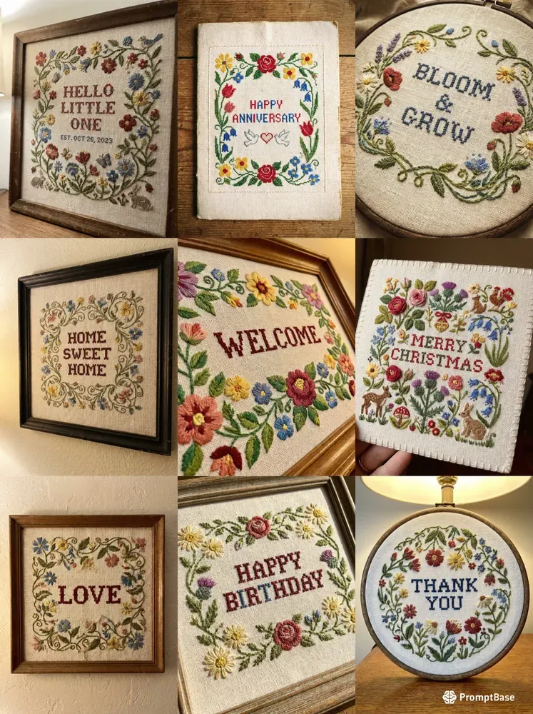 Vintage Folk Embroidery Art