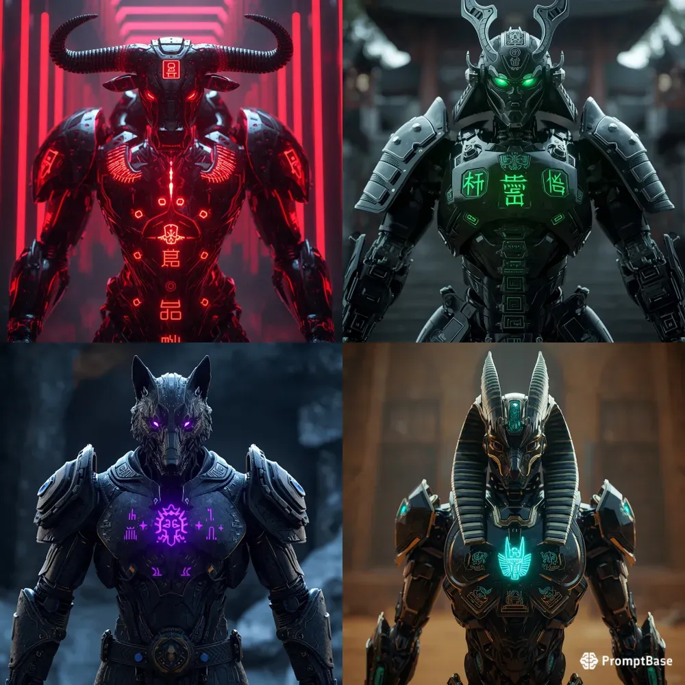 3D Cyberpunk Mythic Guardians