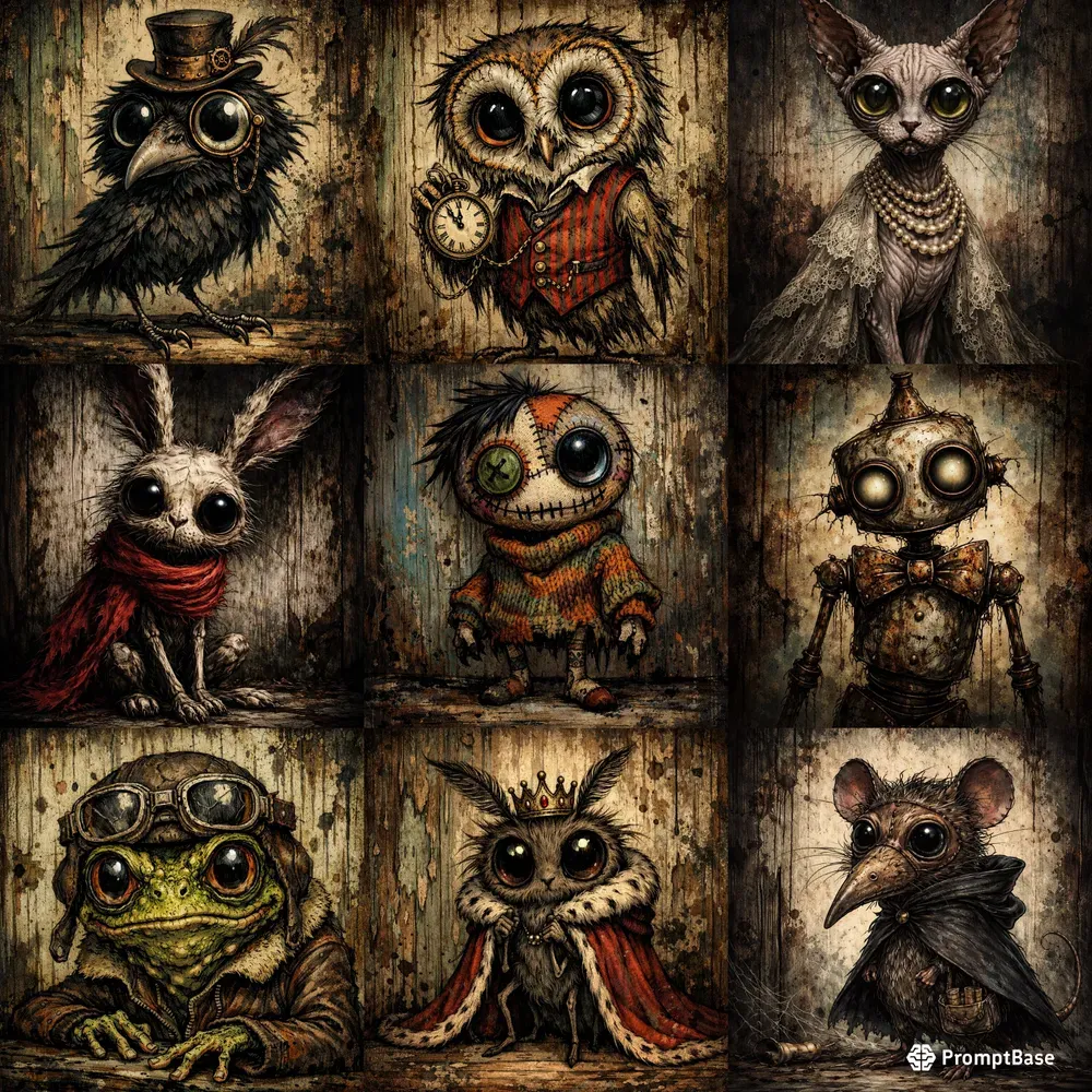 Whimsical Macabre Character Illustrations