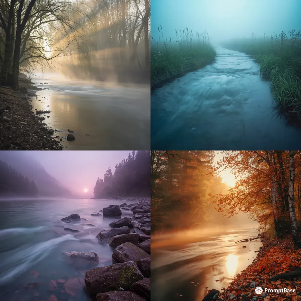 Misty Morning River Photos