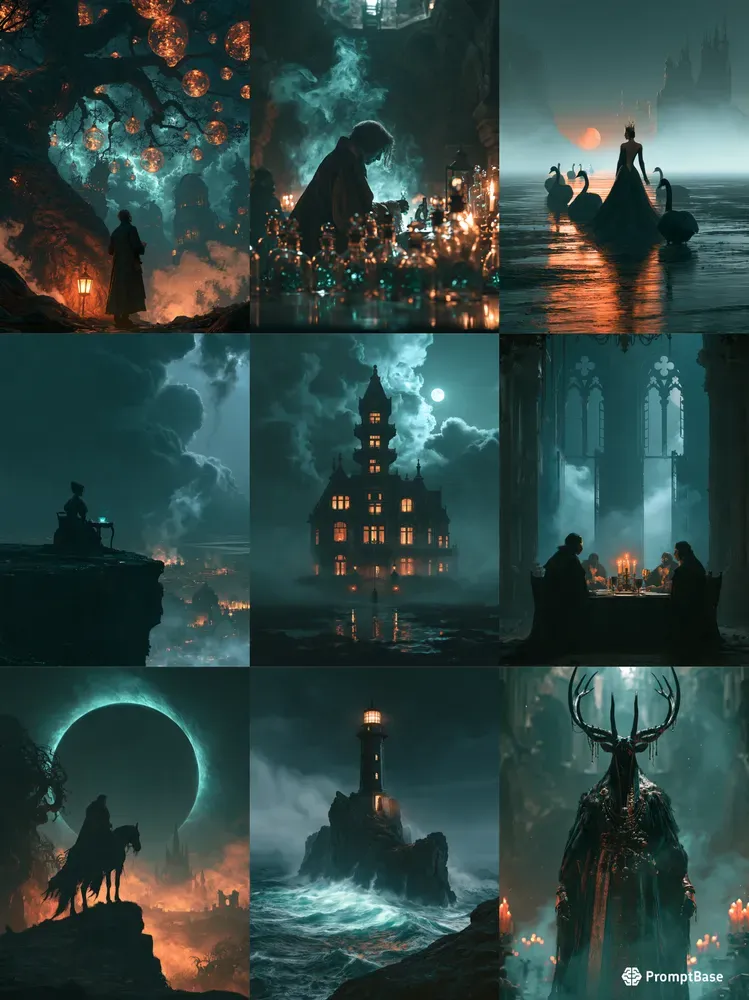 Teal Amber Gothic Dreamscapes