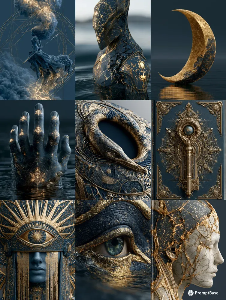Mythic Navy Gold Book Covers