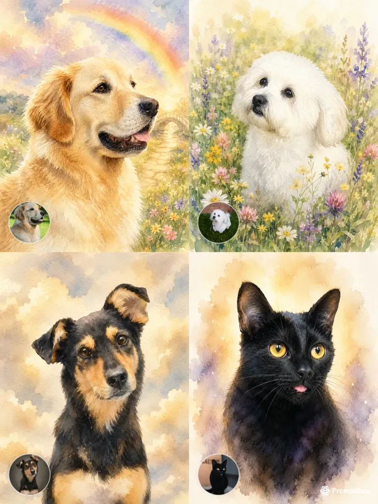 Pet Memorial Portraits From Your Photos