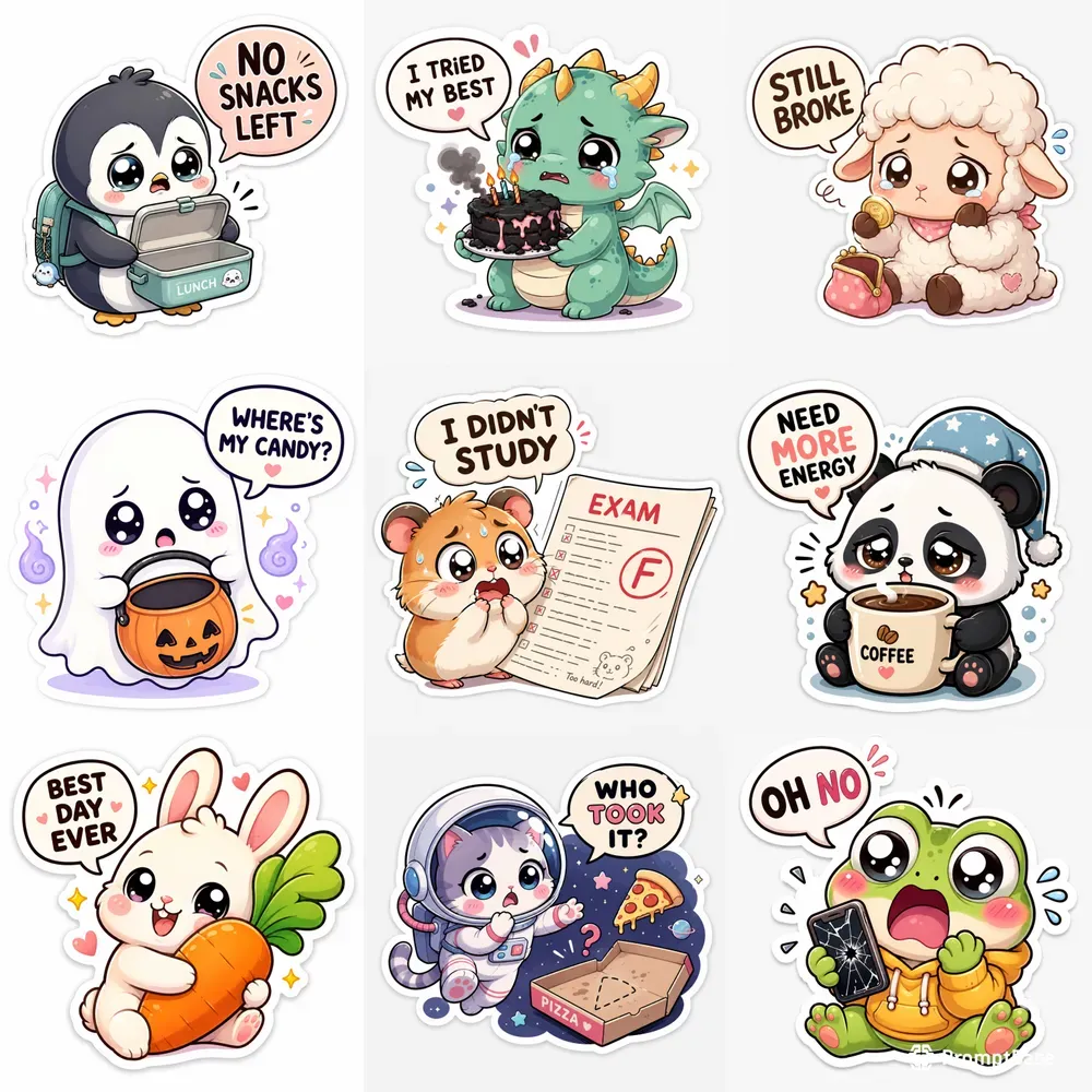 Cute Kawaii Emotion Sticker Generator