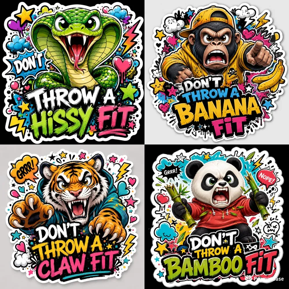 Cute Comic Warning Animal Stickers