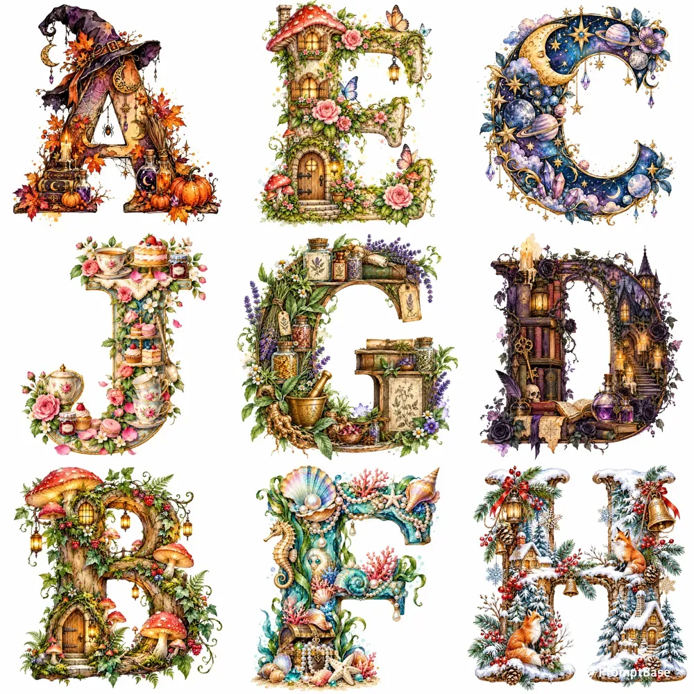 Whimsical Watercolor Alphabet Art Designs