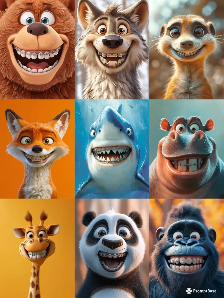 Animals With Dental Braces In Midjourney