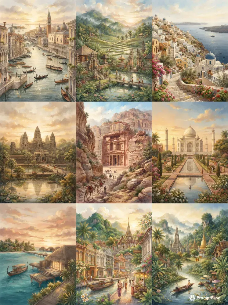 Elegant Digital Painting Travel Posters