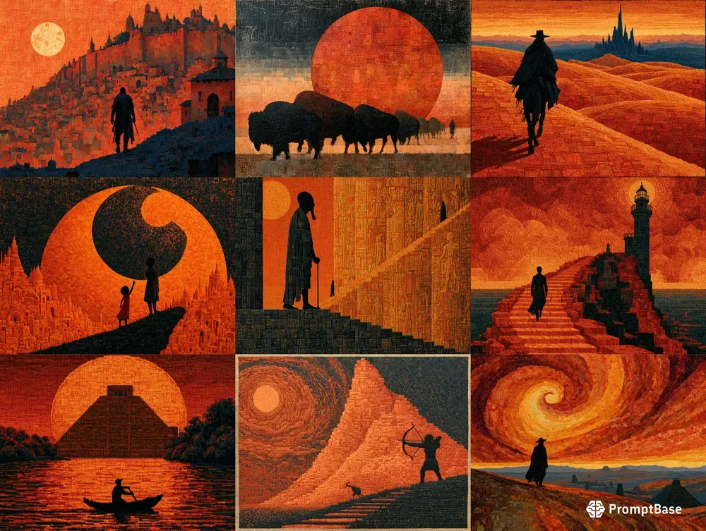 Epic Amber Silhouette Folk Art