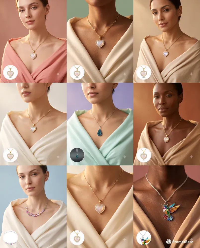 Pendant Necklaces On Model Editorials