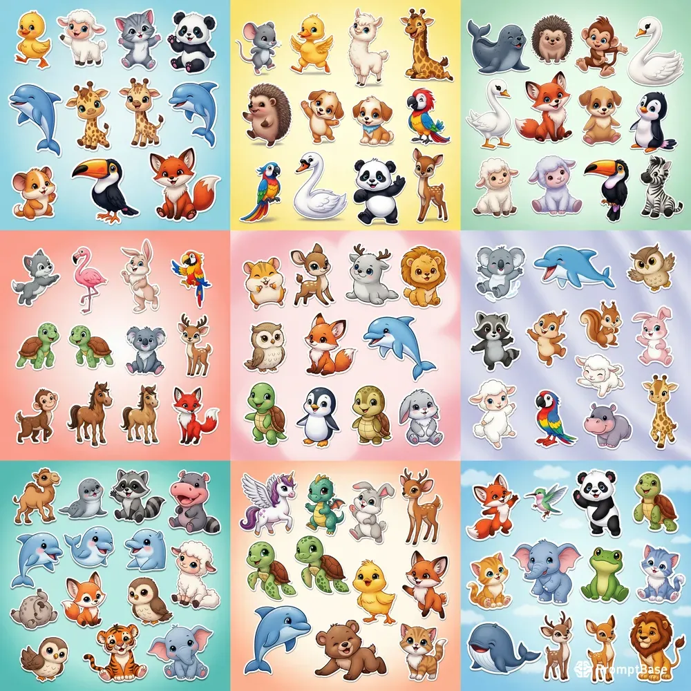 Cute Disneystyle Animal Sticker Sets