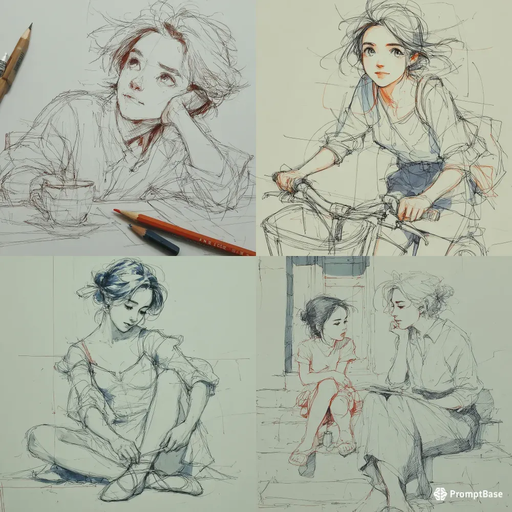 Pencil Sketch Gentle Spot Colors