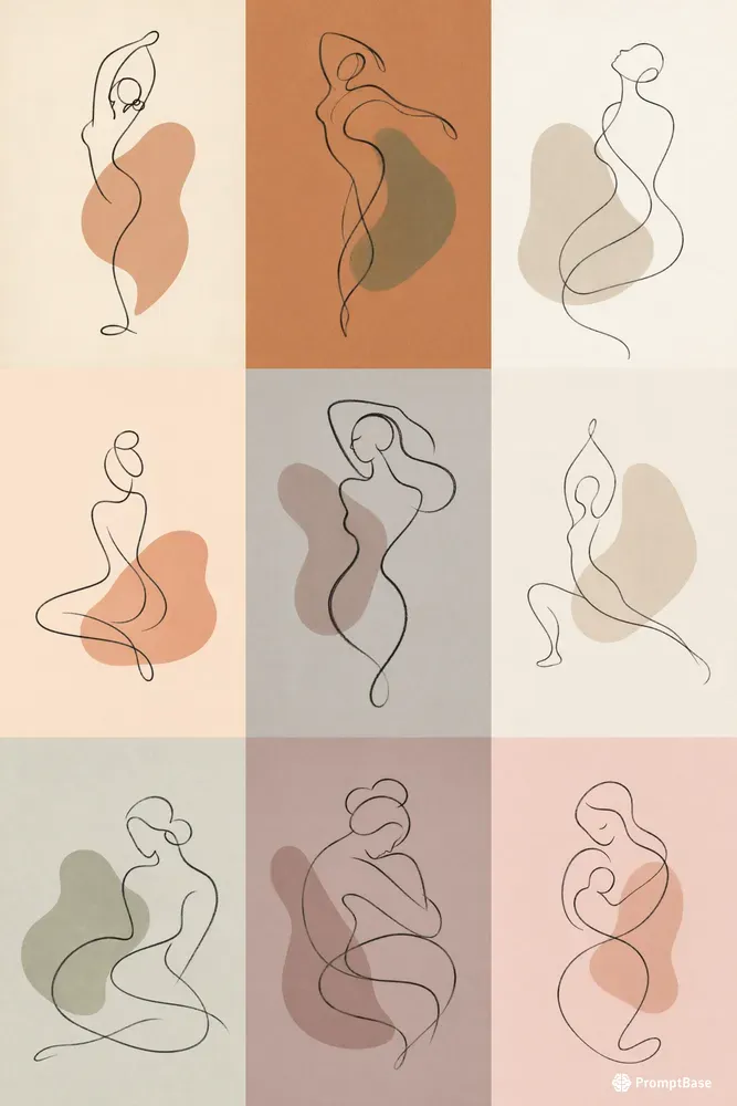 Sensual Line Art Figure Prints