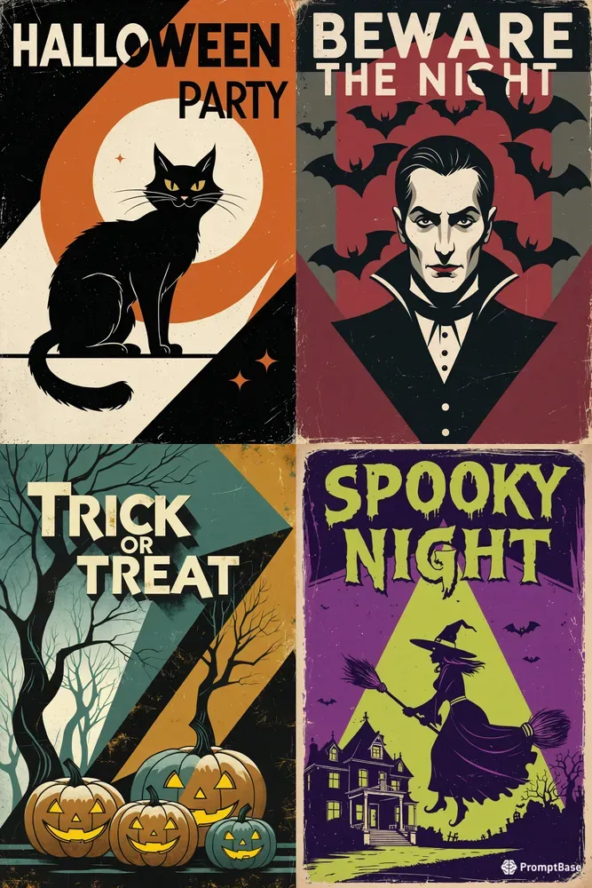 Retro Midcentury Halloween Poster Art