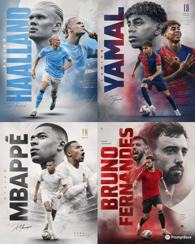 Modern Triple Exposure Football Posters