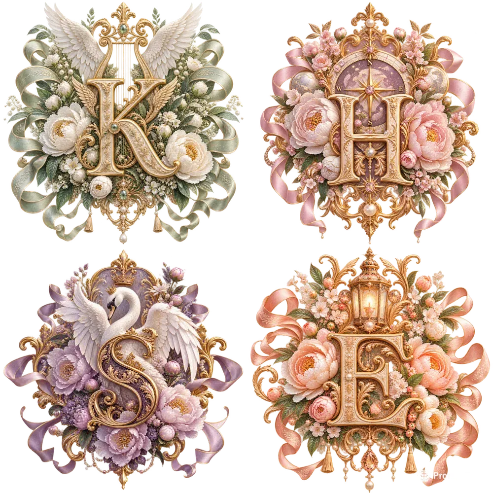 Luxury Floral Monogram Crest Logo Assets