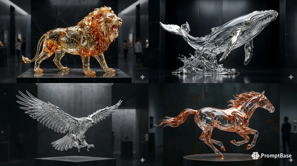 Liquid Glass Metal Sculptures
