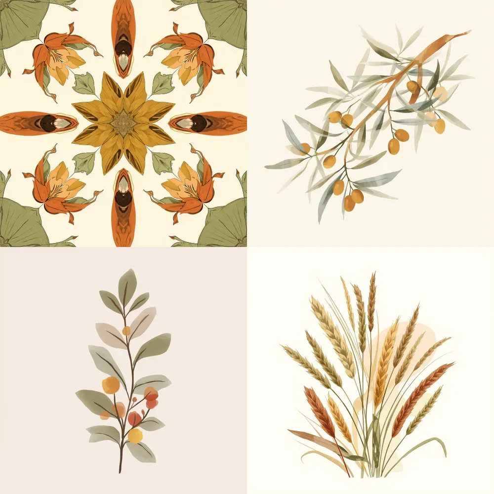 Organic Earthtone Floral Illustrations