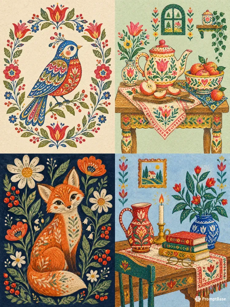 Scandinavian Folk Art Illustrations