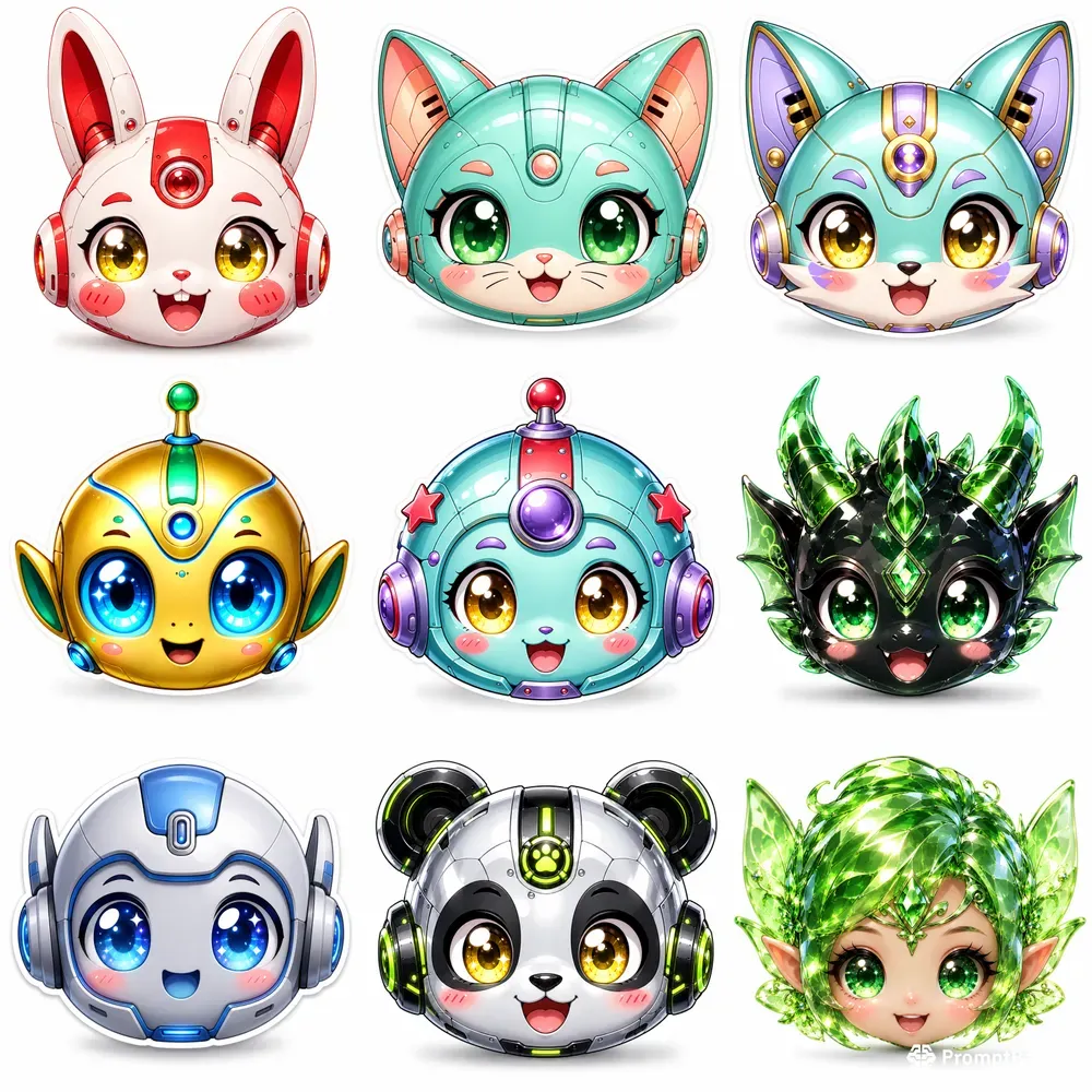 Cute Chibi Character Head Sticker Makers