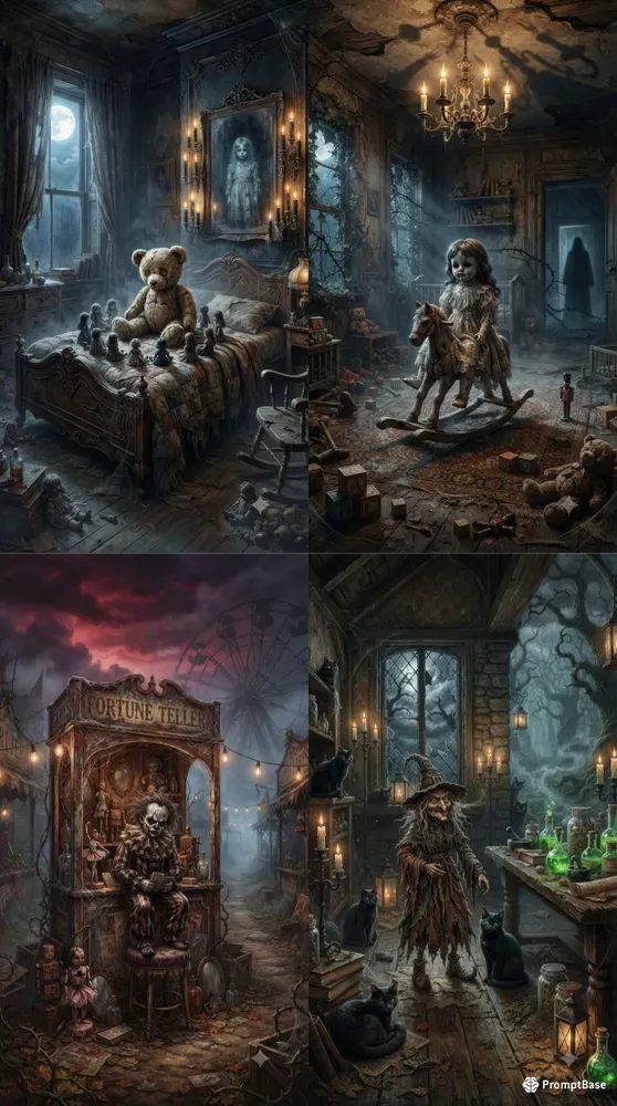 Haunted Vintage Halloween Illustrations