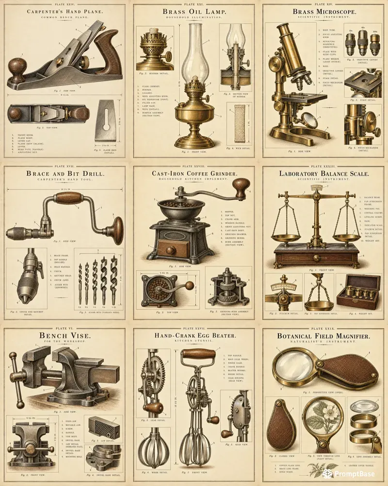 Antique Object Specimen Plates