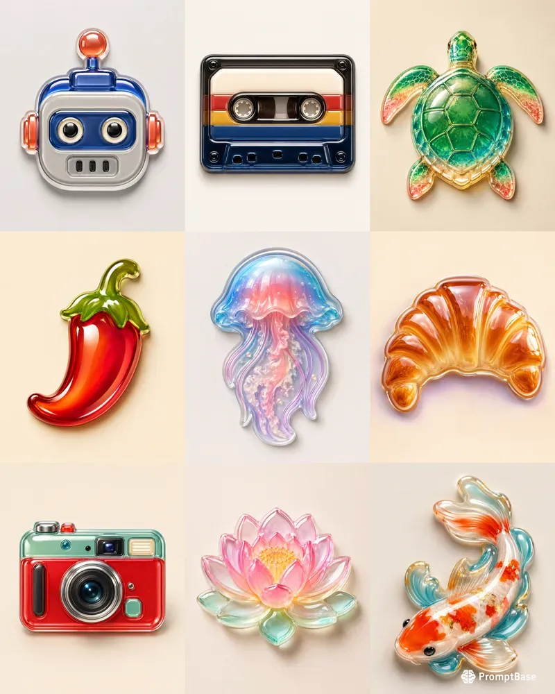 Gel Sticker Relics Glossy 3D Stickers