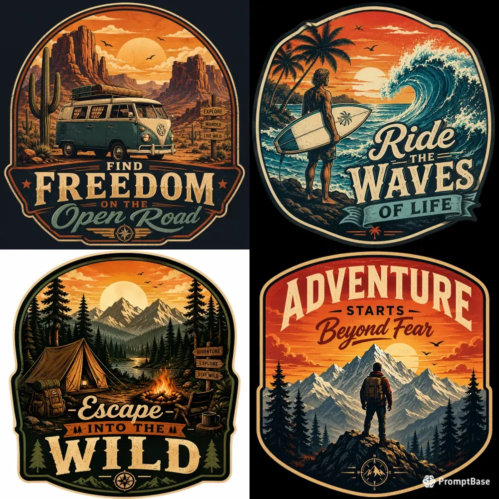 Vintage Adventure Badge Design Packs