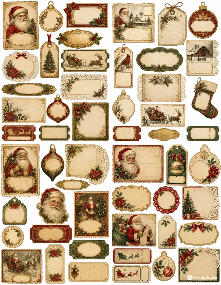 Victorian Christmas Ephemera Cards Tags