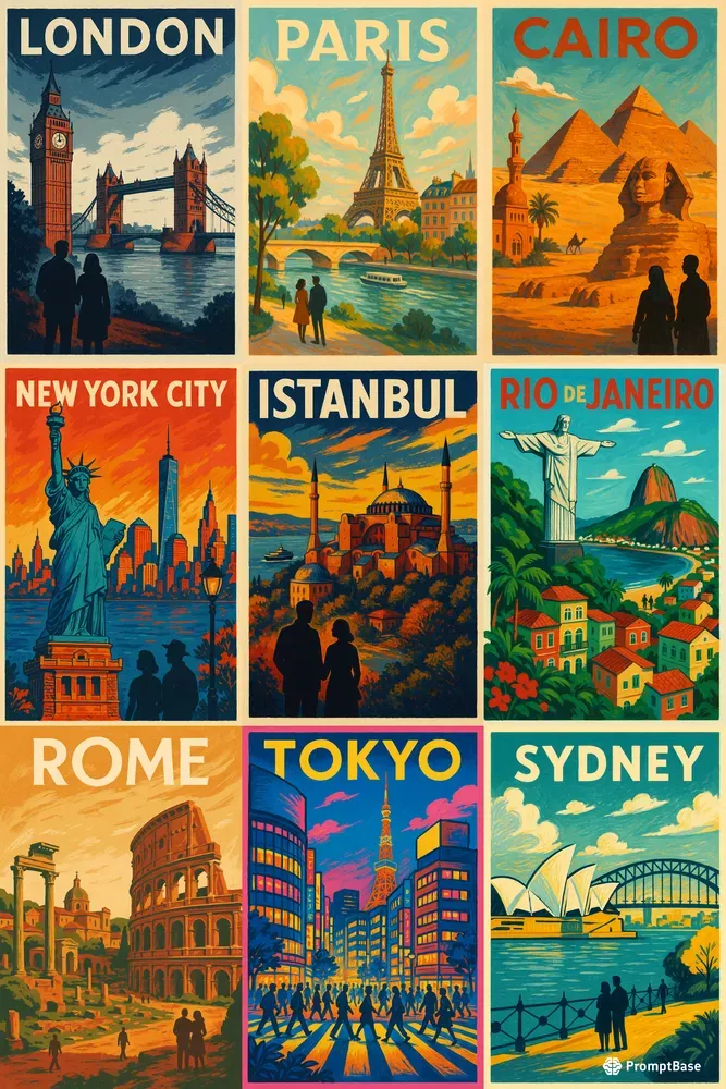Vintage Travel Poster Illustrations